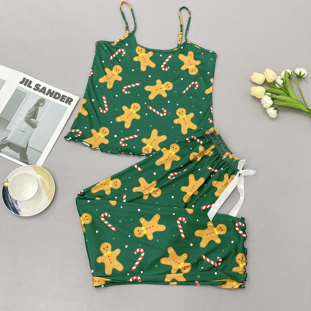 Dámské sexy vánoční pyžamo na špagetová ramínka - evropský a americký styl