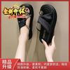 High-end French Flat-bottomed Slippers for Women's Outer Wear 2025 Summer New Niche Metal Flower Fashion Thick-bottomed Sandals