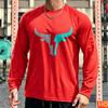 Autumn Men's Long sleeved T-shirt OX Head Men's Fitness T-shirt Polyester Elastic Sports T-shirt Breathable Graphic Gym T-shirt top