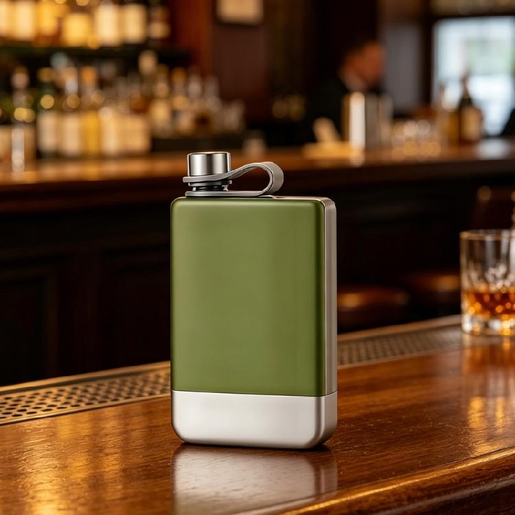 Flachmann für Männer 9OZ Edelstahl Hip Flask Whiskeys Spirituosenflasche mit Schraubverschluss für Outdoor Camping Wandern Vatertag Geschenk