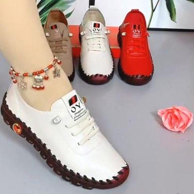 Nuevos zapatos informales de cuero para mujer, zapatos planos cómodos con fondo suave y tendón de ternera, suela suave y superficie suave