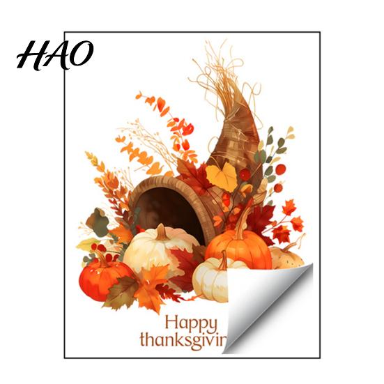 Fall Leaf Window Clings Harvest Themed Static Sticker, Decorative Non Adhesive Cling, Seasonal Glass for Windows Removable Watercolor Decals