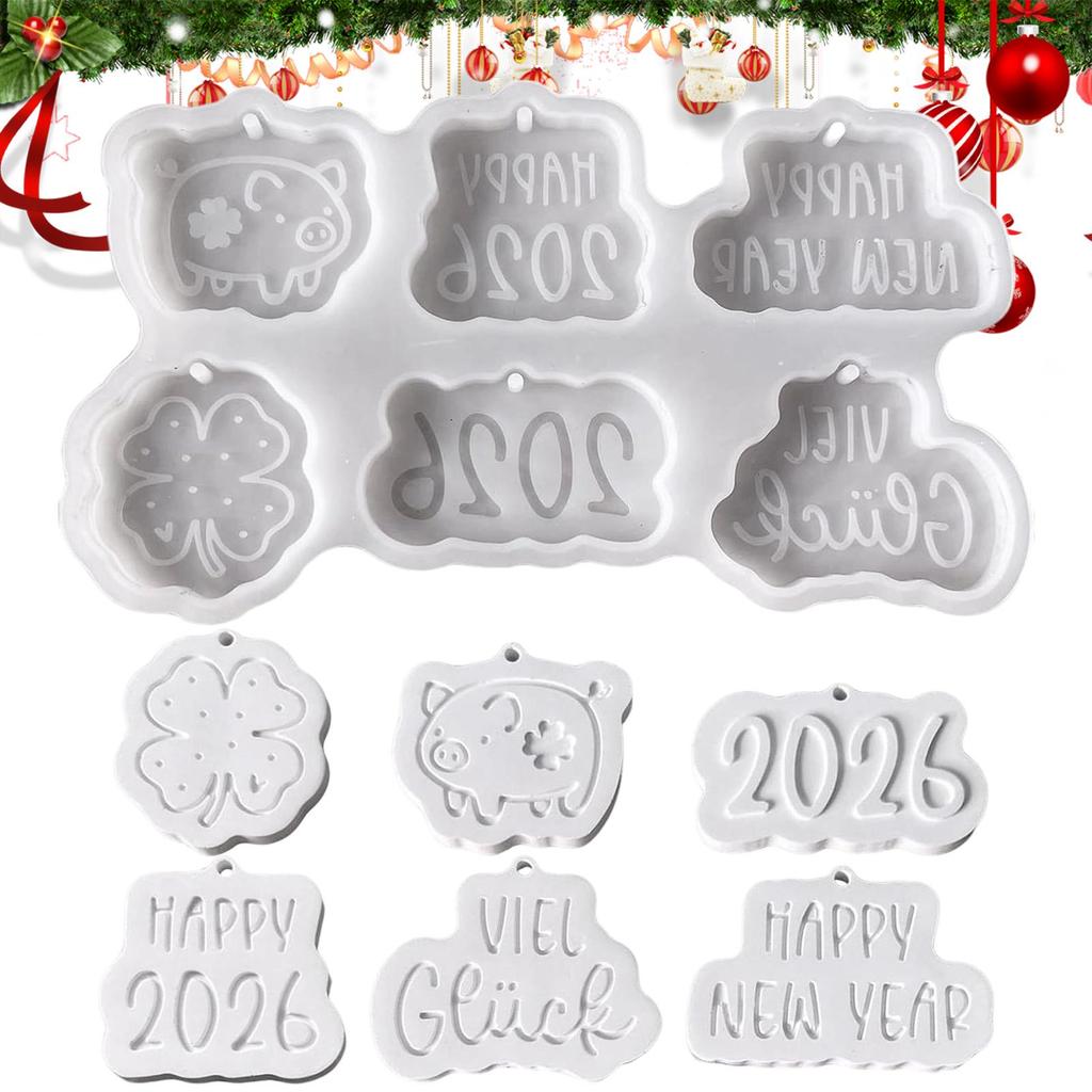 Silicone Mold Pig Resin Casting Molds DIY Gypsum Mold Easy Release Reusable Pendant Christmas Gifts New Year Lucky Pig Pendant