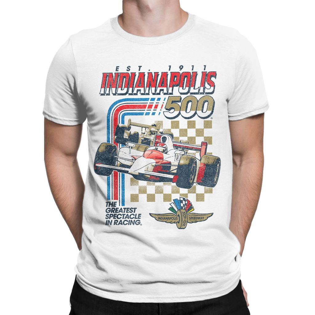 Indianapolis Motor Speedway EST. 1911 T Shirts Men Pure Cotton Leisure T-Shirts Round Neck Spectacle Racing Tee Clothes Printed
