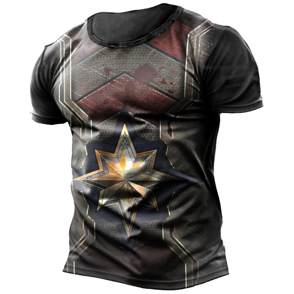 Punk style skull plant T-shirt for men, 3D printed short sleeved top, casual plus size T-shirt, vintage clothing