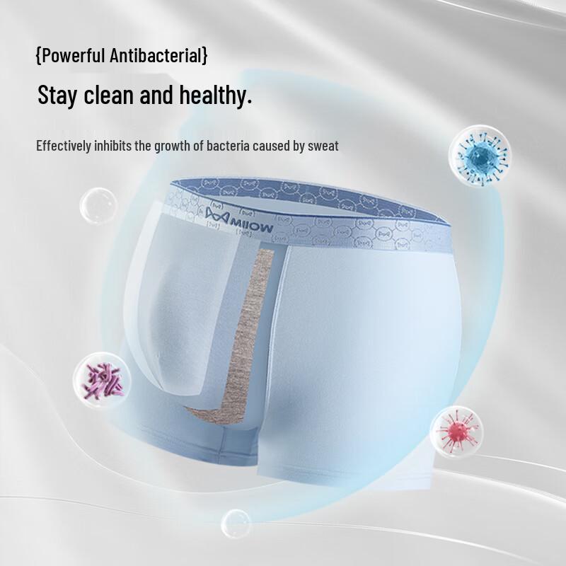 Mao Ren Men's 10A Pure Cotton Antibacterial Boxer Briefs - 4 Pack