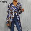 Women's Fashion Casual Spring Autumn Geometric Print Long Sleeve V-Neck Blouses & Shirts
