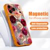Oil Painting Rose Flowers Pattern Case For iPhone 17 Pro Max Magnetic For Magsafe Skin Feeling Cover For iPhone 16 15 14 13 Pro Max