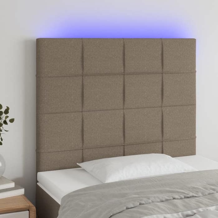 VidaXL Tête de Lit à LED Meuble de Chambre à Coucher Accessoire de Lit Simple Tête de Cadre de Lit Intérieur Taupe 3122418