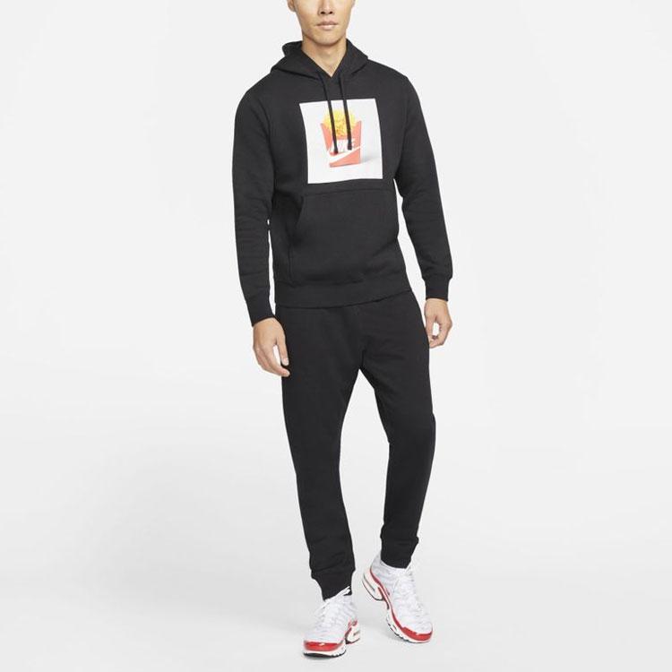 Nike Skoeske Pommes Frites Trykk Sportshettegenser Herre Topper Svart DM2275-010