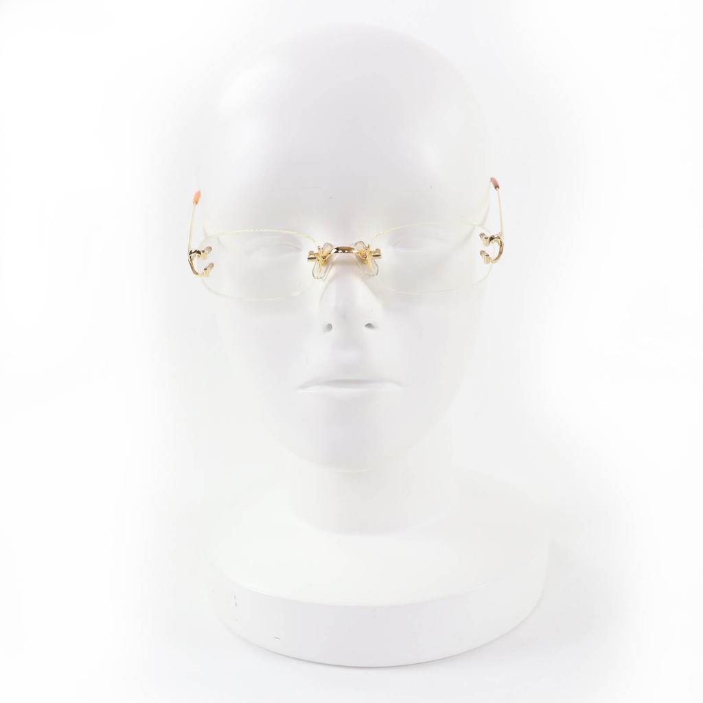 Great Cartier Glasses Rimless Two-Point Eyewear gold Women 135 Used