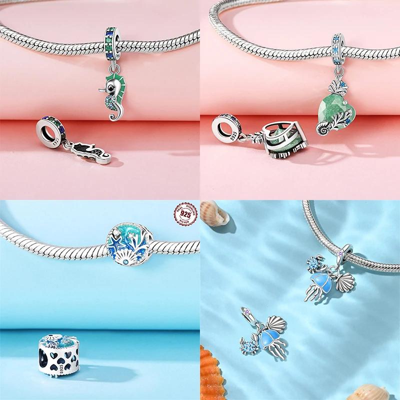 Copper Original Sea Shell Starfish Mermaid Charm Beads Fit Bracelet Charms Bead Jewelry Women Fine Jewelry Gift