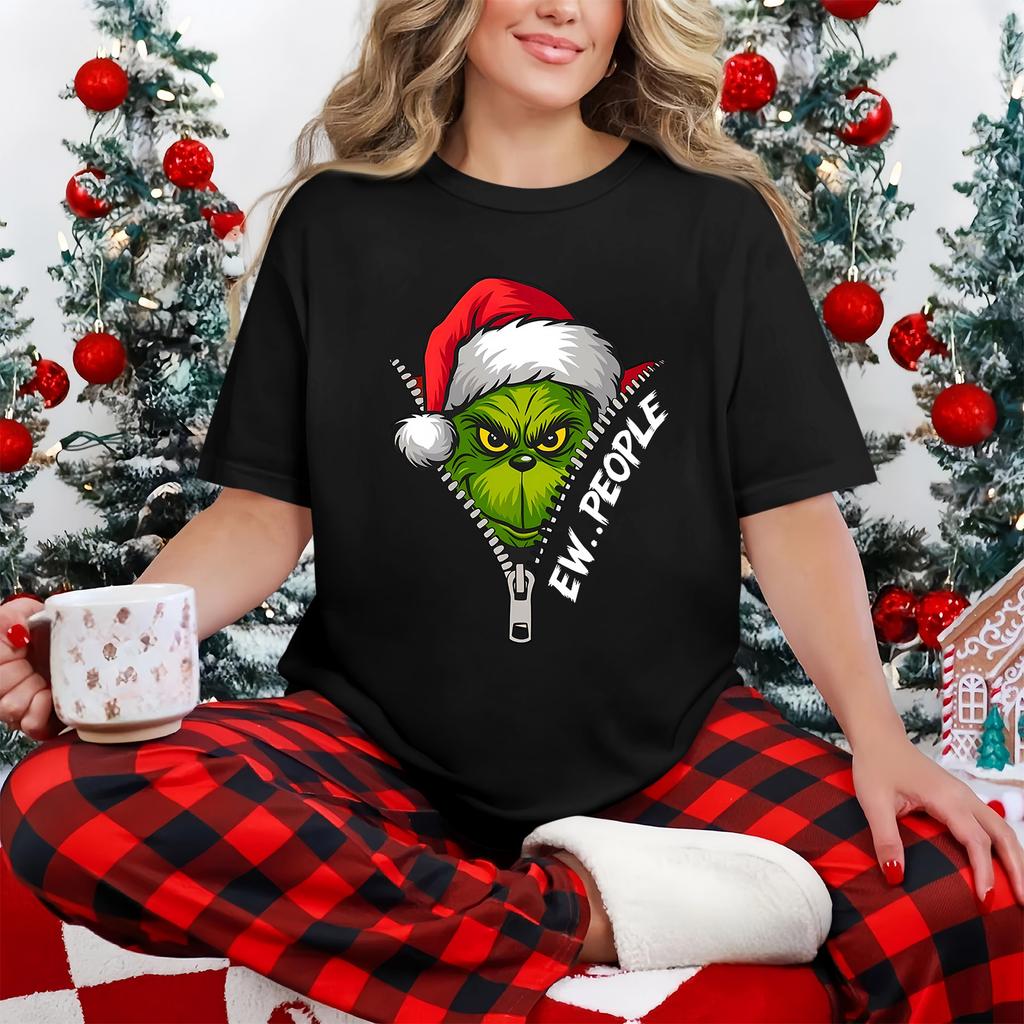 Women's Casual Printed T-Shirt Round Neck Pullover Short Sleeve Top