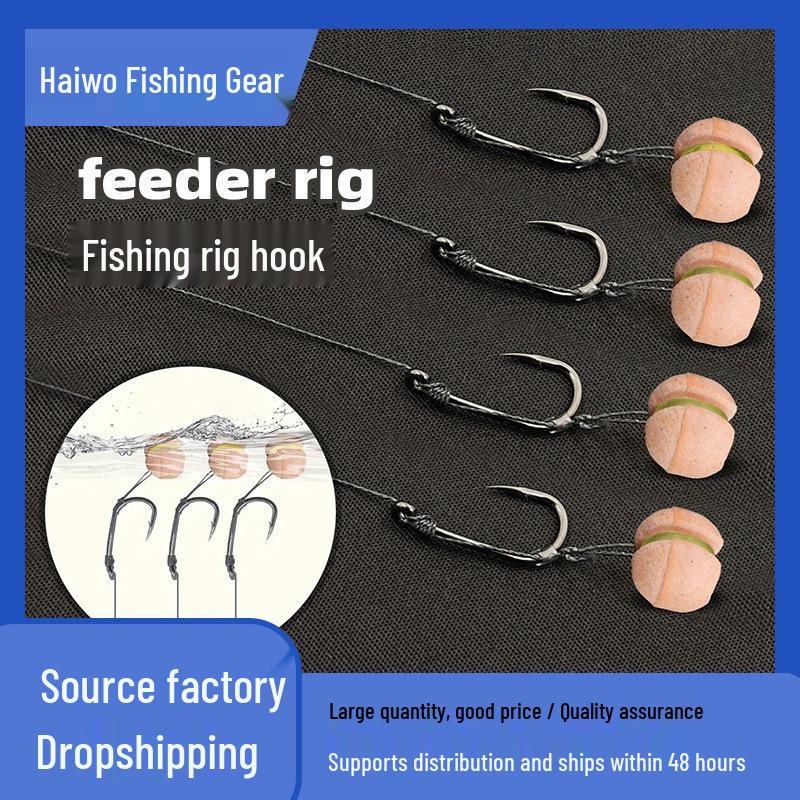 European Carp Fishing Rig: Barbed Hook & Bait Cage for Hand-Cast Rod