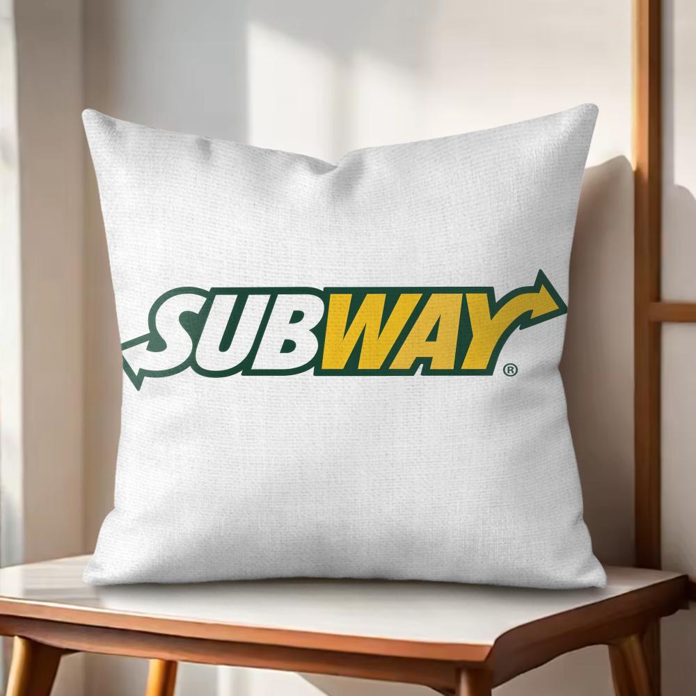 SSubway Cushion Cover Natural Linen Organic Fabric DoubleSided Printing Couch Pillow Covers Home Decor