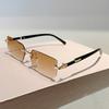 Rimless Rectangle Sunglasses Men  New Fashion Vintage Gradient Casual Shades Trendy Luxury Brand Design Sun Glasses