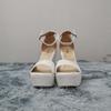 Women Sandals Sexy 12cm Peep Toe Ankle Strap Platform Wedge High Heels Sandals Party Red Wedding Dress Ladies Shoes