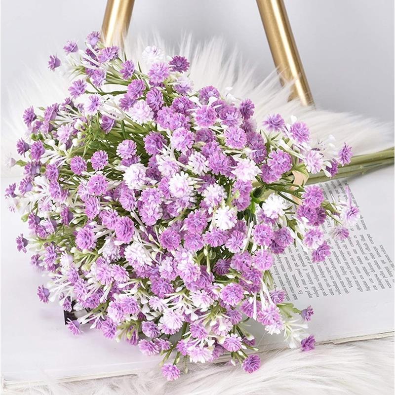 Decorative Gypsophila Artificial Flower Bouquet For Vase Decoration - Purple