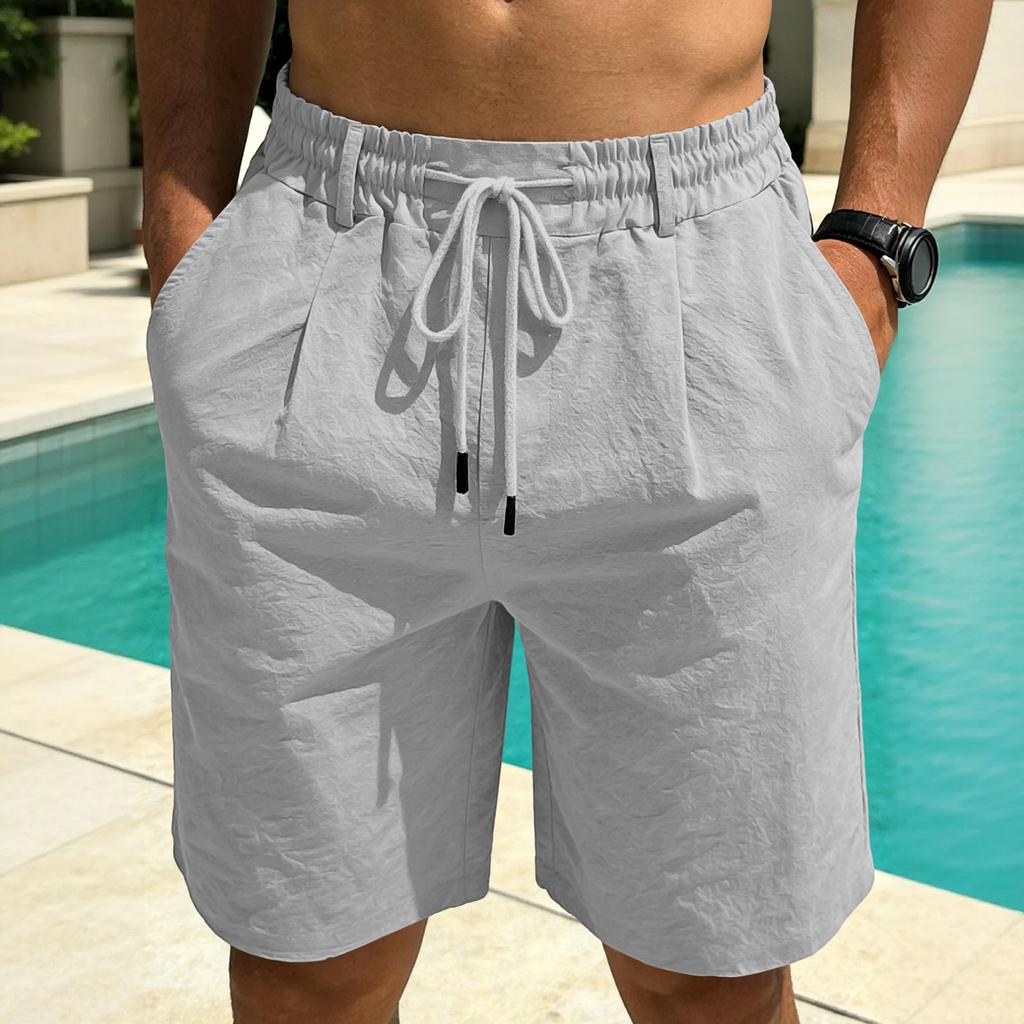 Men's Loose Linen-Cotton Drawstring Shorts