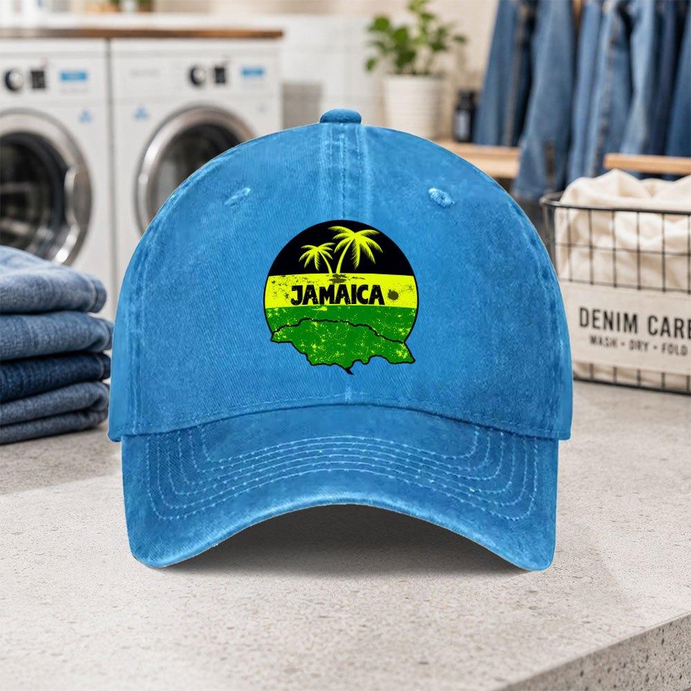 Jamaican Pattern Washed Baseball Cap Adjustable Lightweight Dad Hat for Parties Fashion Outfits Birthday Gift