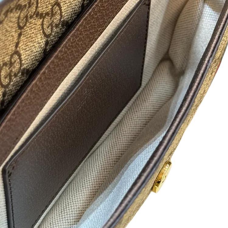 Gucci Ophidia Podwójne G Logo Zapięcie na zatrzask Płótno i Skóra Mini Torba na Ramię Damska torba na ramię Brązowy 764961-96IWG-8745