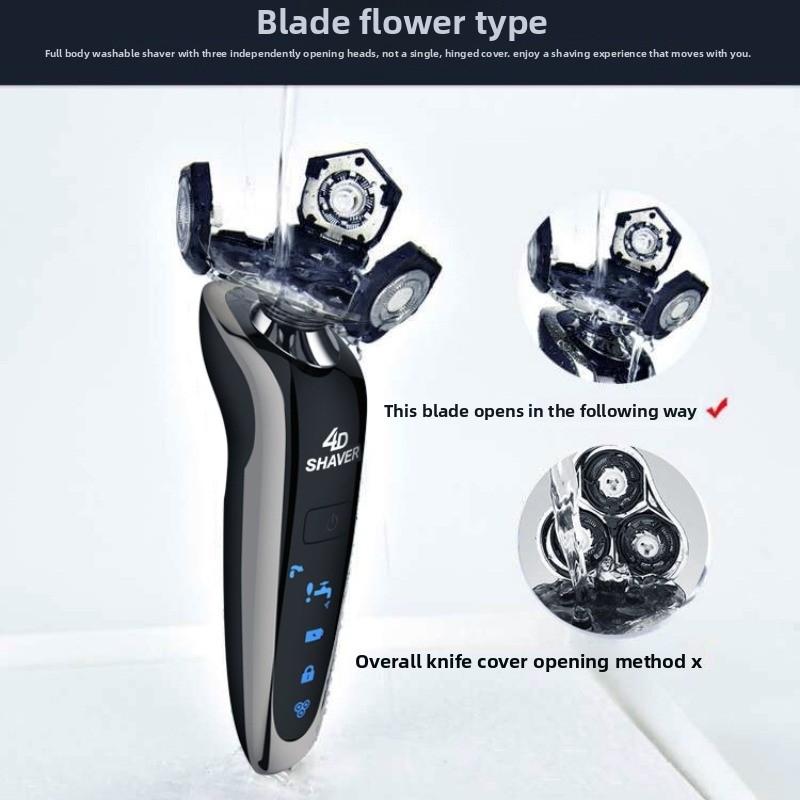 Electric Shaver with Rechargeable Feature, Fully Washable, Intelligent Digital Display, Multi-purpose Beard Trimmer