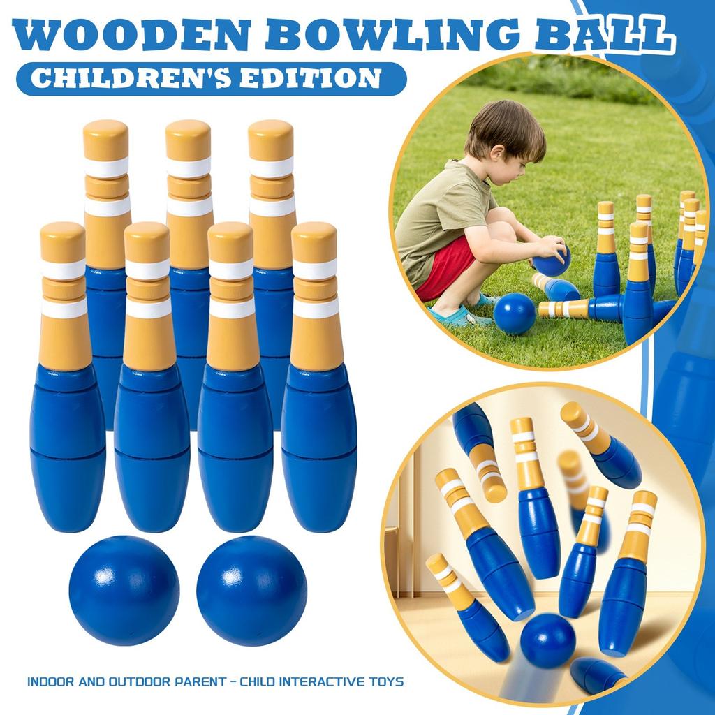 Children's Wooden Bowling Ball Indoor And Outdoor Sports Parent-Child Interactive Ball Toys