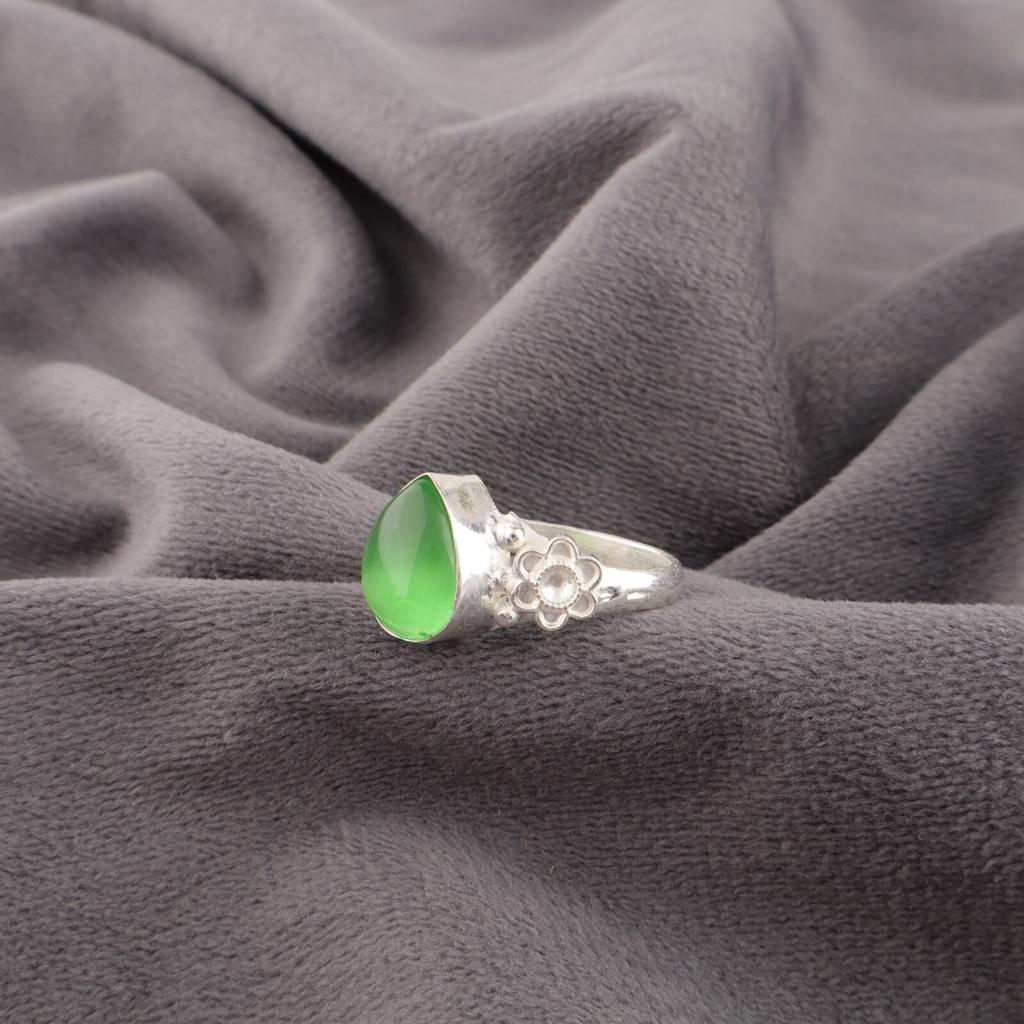 Green Cat's Eye Gemstone 925 Solid Silver Handmade Jewelry For Anniversary Gift RR-59-37