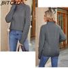BITCED Women's Autumn/Winter Solid-Colour Knitted Top with High-Neck Cable-Knit Sweater Elegant High-Neck Base Layer