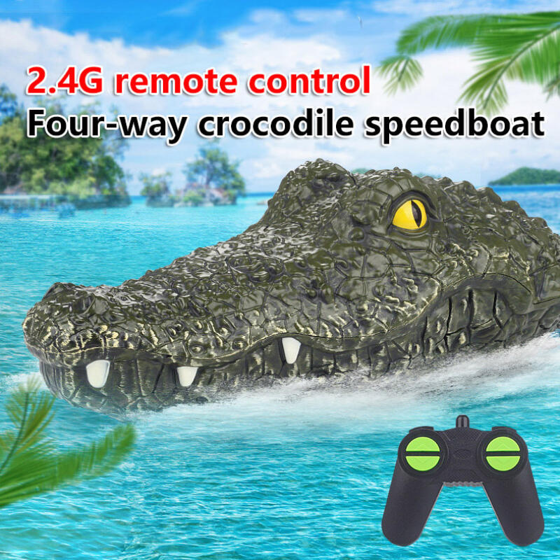 Rc Speed Boat Simulation Crocodile Head 2.4G Remote Control Joke Alligator Decoy Electric Floating Summer Water Spoof Toys Gift
