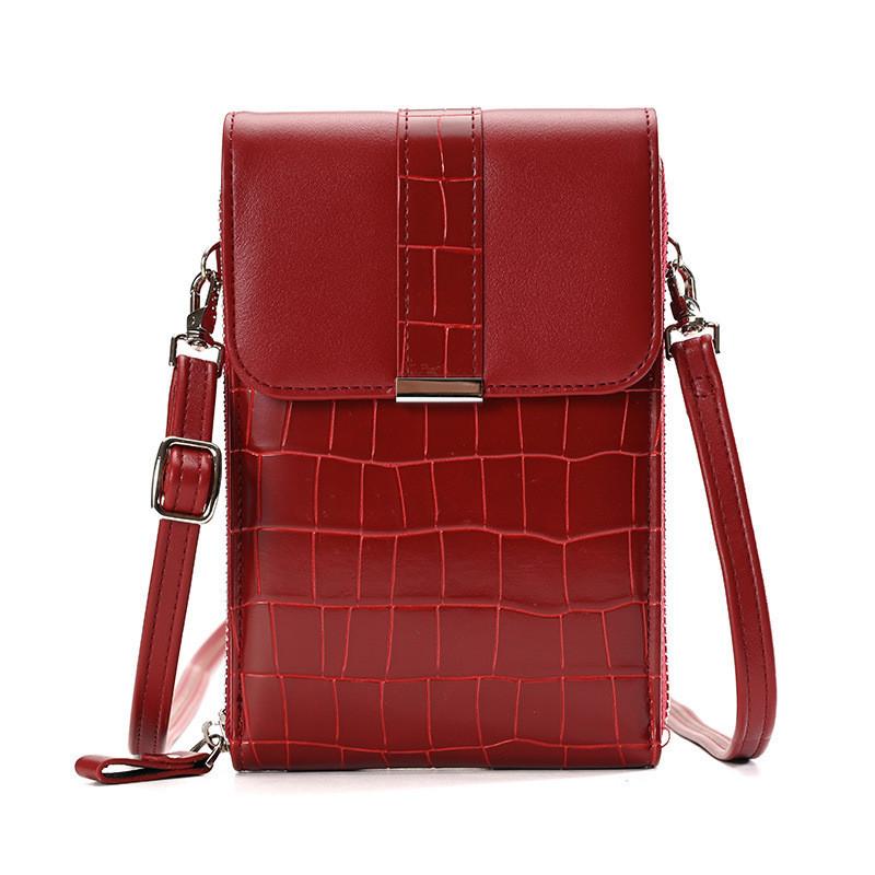 New 2023 Women's Crocodile Pattern Belt Buckle Cover Bag Multi-functional Mini Phone Bag Pu Leather Material