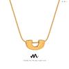 French Geometric Gold-Plated Titanium U-Shaped Pendant Necklace