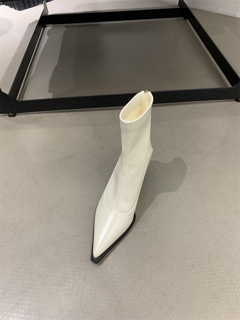 

Женские туфли 2025 новая весна, осень и зима бархатные тонкие ботильоны с острым носом на высоком каблуке корейские маленькие ботильоны 39