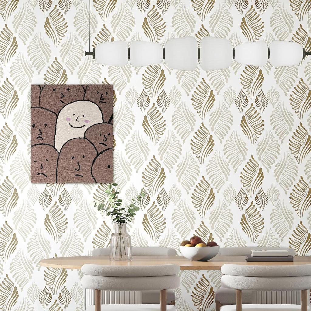 Modern Brown Peel and Stick Wallpaper Boho Brown and Beige Self Adhesive Removable Wallpaper Waterproof Geometric Contact Paper