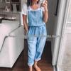 Damenmode Jumpsuit mit Kordelzug: Locker geschnittene Denim-Latzhose mit Schnürungsdetails