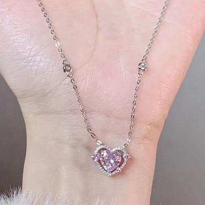 Luxus Zirkon Süße Herz Anhänger Halsketten Exquisite Schlüsselbein Kette Für Frauen Mädchen Edlen Schmuck Zubehör Geschenke