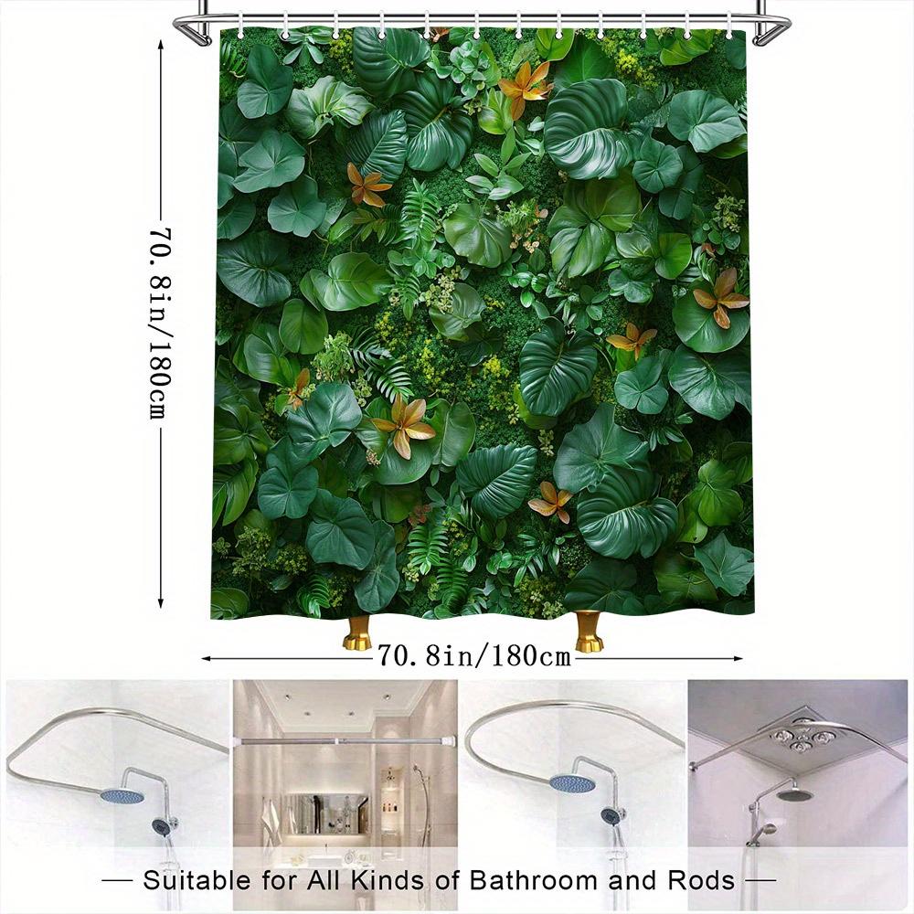 Shower Curtain: Lush Tropical Greenery and Flowers for a Fresh and Natural Bathroom Decor