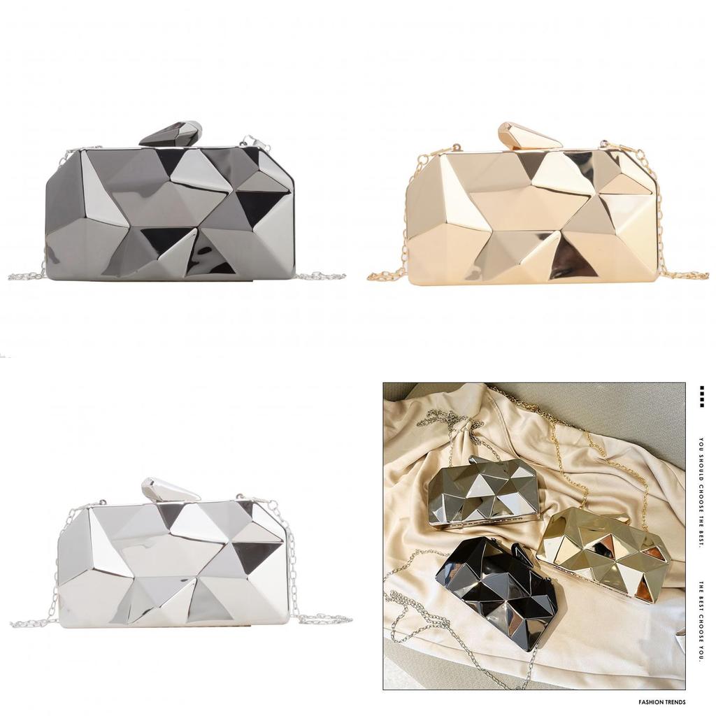 Acryl Mini Box Clutch Met Ketting Zilver Elegante Avondtas Voor Dagelijks Gebruik