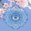 Evil Eye Wind Spinner 2D Metal Garden Decor Blue and White Design for Patio Yard Outdoor Thanksgiving Christmas Holiday No Power Needed
