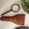 Brass Manifer Magnifying Glass with Leather Storage Case Handmade Vintage Magnifying Lance