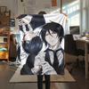 1PC Black Butler Print Flannel Blanket, High quality All Seasons, Home Decor, Warmth and Comfort, Perfect for Christmas Gifts