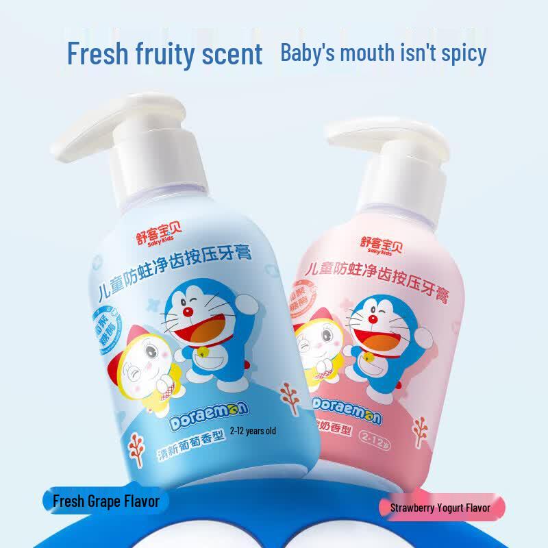 Shuke Kids Fluoride Toothpaste, Strawberry, Doraemon