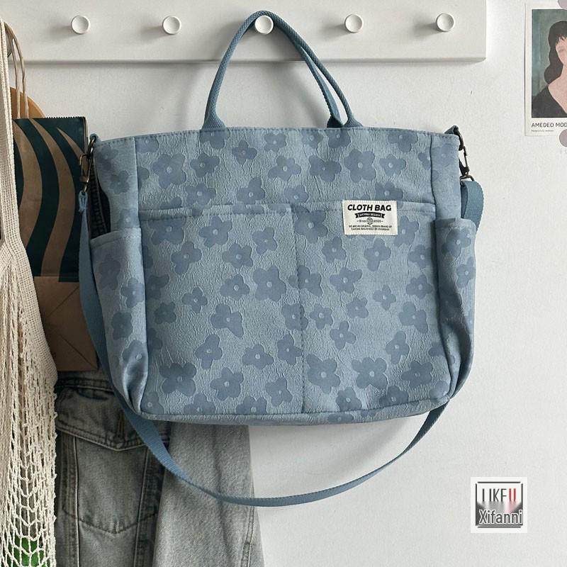Original Handmade Thickened Artistic Canvas Tote Bag - Versatile Crossbody/Shoulder Carry for Students