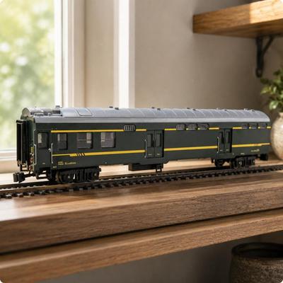 Lit Baggage Railcar Model Interior Light SideOpening Doors for Railway