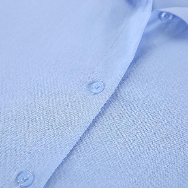 Fall Winter New Women Casual Shirt Light Blue Design Sense Lapel Niche Tops