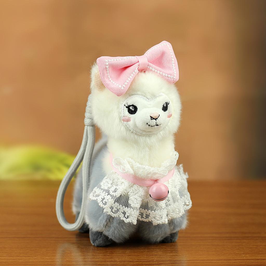 Plush Alpaca Keychain With Cute Bow Tie For Bookbags And Gifts