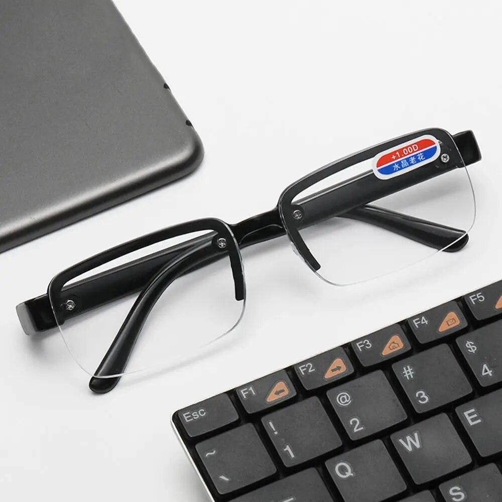 Modische braune Gläser Lesebrille Randlose Brille Herren HD Alterssichtigkeit Brille Damen Elegante Brille +1.0 bis +4.0