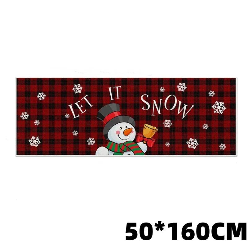 Crystal Velvet Christmas Kitchen Floor Mat with Edge Trim Soft Non Slip Holiday Rug for Home Christmas Festive Decoration