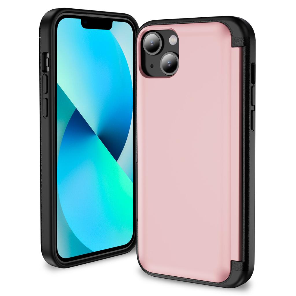 For iPhone 13/14 Kickstand Phone Case Slim-Fit TPU+PC Phone Cover with Card Holder