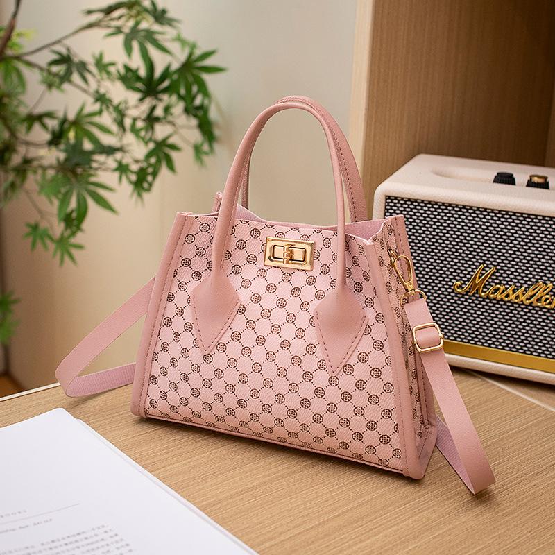 Women's bag, new fashion printed lock, shoulder bag, messenger bag, portable tote bag, one piece.